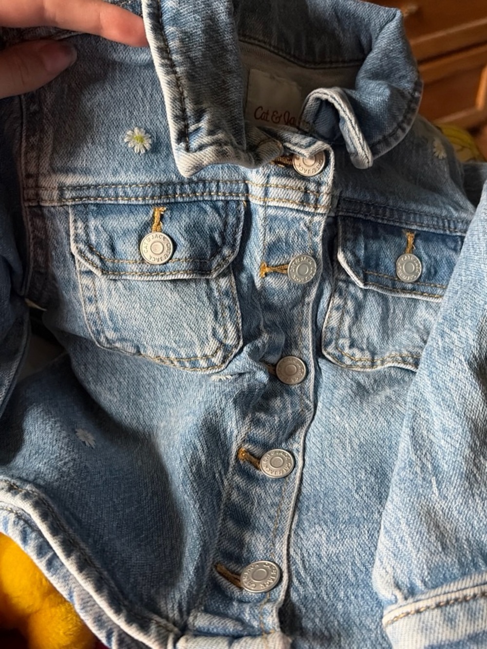 Cat & Jack Light Blue Denim Jacket with Daisy Embroidery